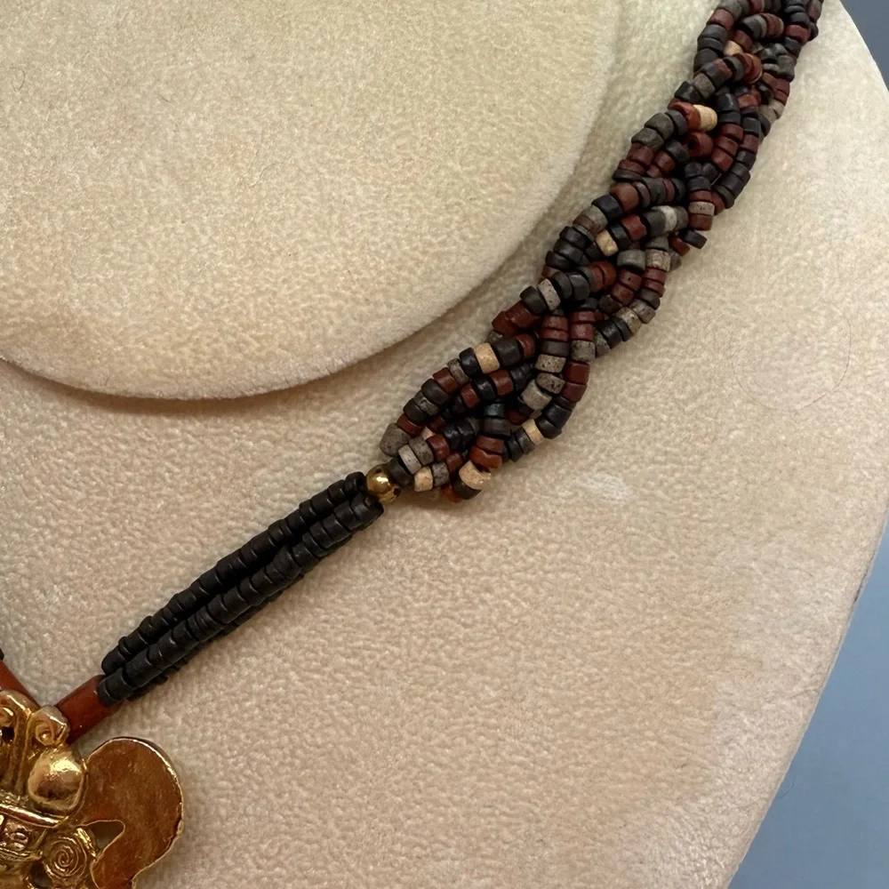 Pre-Columbian Inspired Gold Pendant Necklace – Fertility Deity Design